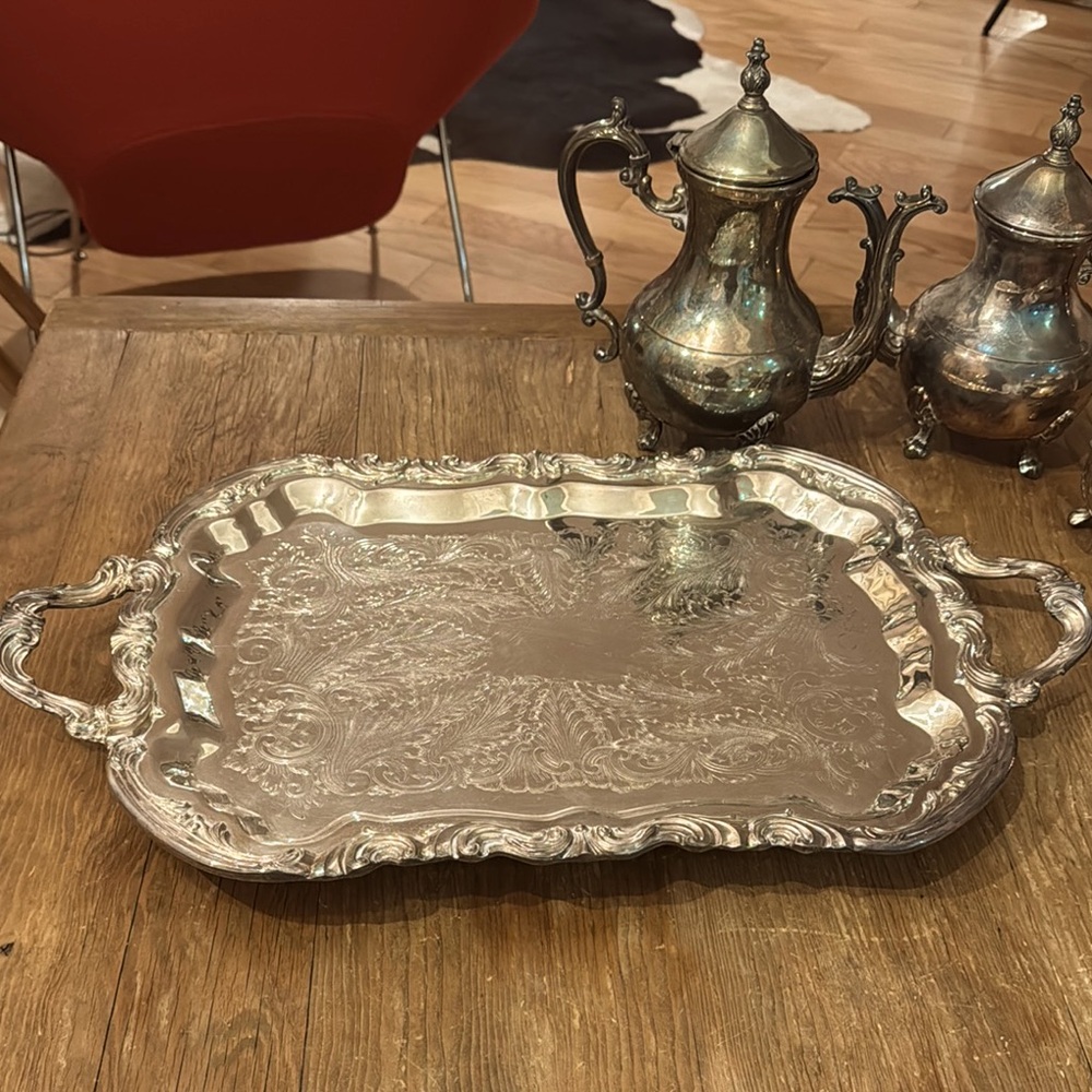 3. FB Rogers Silver set:listing 3 of 3 -Elegant Silver Plated Tray